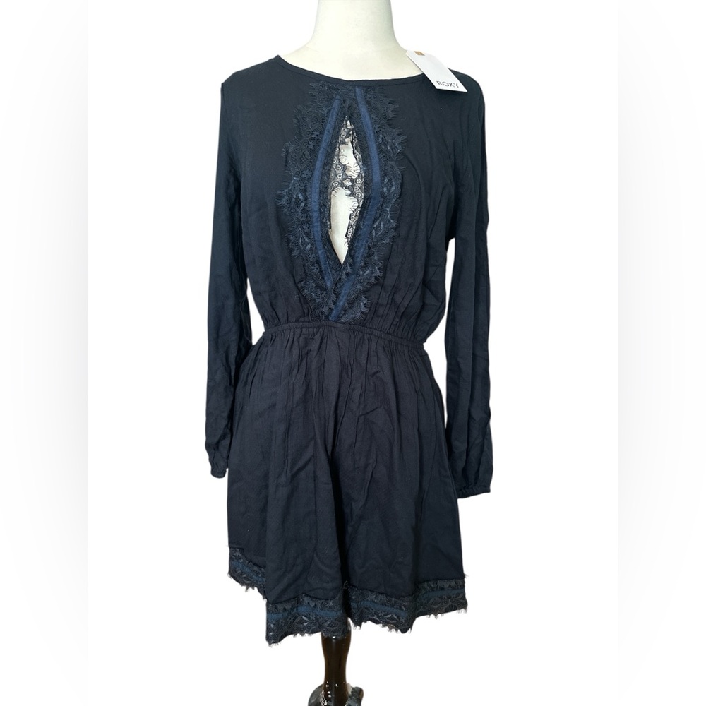 Roxy navy blue  Lace Chemise with Elegant Trim